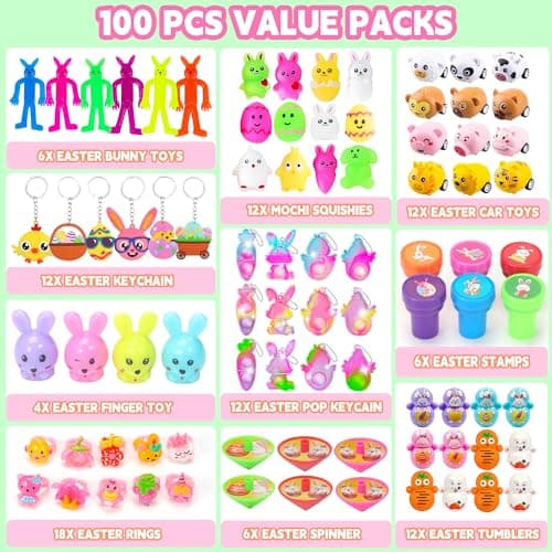 PLOUGVI 100 Pcs Prefilled Easter Eggs with Toys, Filled with Toys Party Favors for Kids Boys Girls Easter Eggs Hunt, Basket Stuffers Fillers, Classroom Prize Supplies - Thumbnail 2