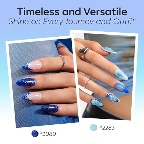 modelones Hema Free Gel Nail Polish, 6 Colors 2026 Spring Pastel Royal Navy Sky Icy Klein Blue Glitter Gel Polish Galaxy Dark Blue 9D Cat Eye Nail Polish with Magnet Soak Off Led Nail Art Kit - Thumbnail 5