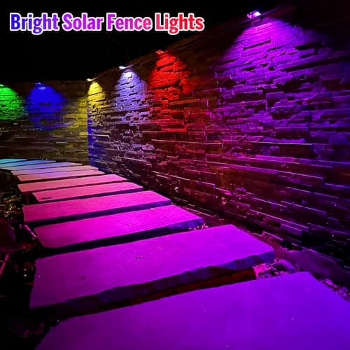 Yivsen Solar Fence Lights, Warm White & RGB Fence Lights Outdoor Step Lights Outdoor Waterproof LED Solar Lighting for Outside, Backyard, Patio, Deck, Stair Handrail, Pool and Wall(8 Pack,Black) - Thumbnail 2