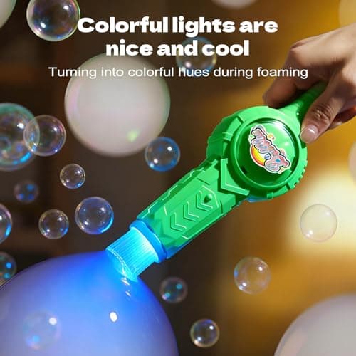 Fog Bubble Machine, Rechargeable Automatic Electric Smoke Bubble Machine, Magic Smoke Bubble Maker, Colorful Lights & Music, Bubble Fog Game for Parties, Beaches, Summer (Green) - Thumbnail 3