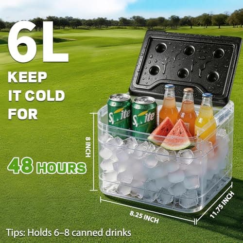 Golf Cart Cooler Mount, 48H Insulated Golf Cart Ice Chest, Portable Golf Cooler Mount Compatible with Yamaha Club Car EZGO, Replaces OEM 102588101 103886801 | Perfect Father's Day Gifts - Thumbnail 5