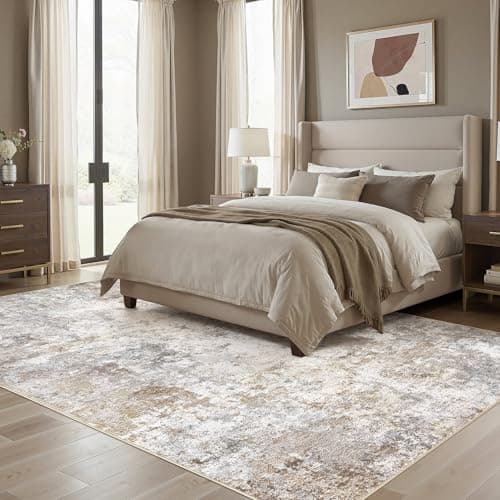 UERMEI 5x7 Area Rug Living Room Rugs - Washable Neutral Modern Abstract Soft Thin Large Rug Indoor Floor No Slip Rug Carpet for Bedroom Under Dining Table Home Office Decor - Brown Grey - Thumbnail 3