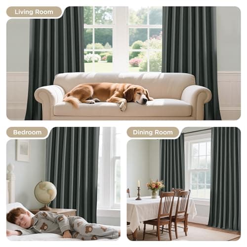 Joydeco Blackout Curtains 90 Inches Long - 100% Blackout Curtain for Bedroom, Rod Pocket & Back Tabs Thermal Insulated Noise Reducing Grey Window Drapes 2 Panels Set (Grey,52" Wx90 L) - Thumbnail 2