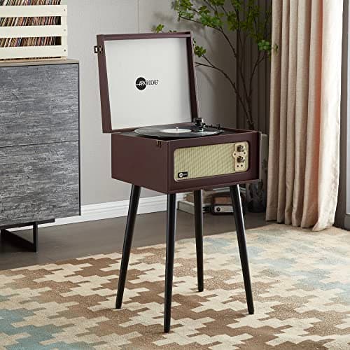 Arkrocket Discovery II 3-Speed Bluetooth Record Player Retro Console Turntable with Built-in Speakers and Removable Legs (Brown) - Thumbnail 6