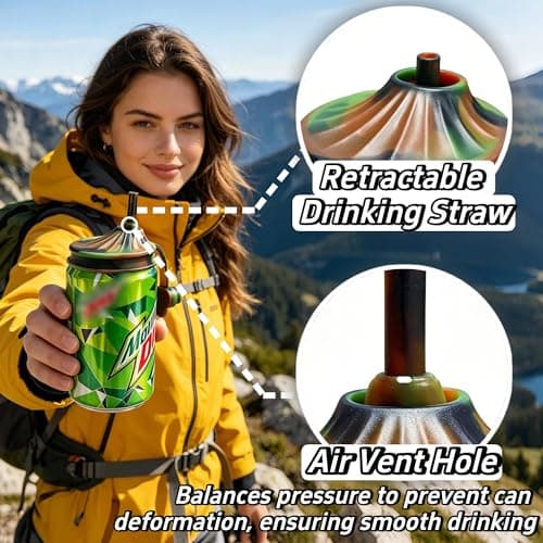 Dipesi 4 Pack Soda Can Lids with Straw,Silicone Soda Can Covers,Energy Drink Canning Lids,BPA-Free,Reusable Can Covers for soda,Coke,Beer,Juice,Fits Standard Cans - Thumbnail 6