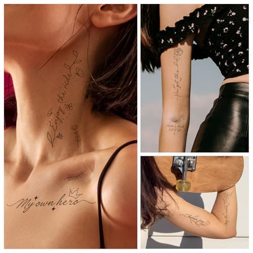Cerlaza Temporary Tattoos Adult, 29 Styles Fake Tattoos Semi Permanent Tattoo for Women Girls, Realistic Long Lasting Small Rose Tatoo Temporary Kits Flower Floral Stickers Body Art for Hand Neck - Thumbnail 3