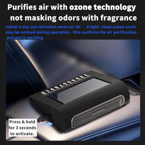 Solar Air Purifier for Car, 2-in-1 USB & Solar Charging, Ozone Ionizer Eliminates Smoke, Pet Odors, VOCs, Filter-Free, Portable for Home Office Travel - Thumbnail 2
