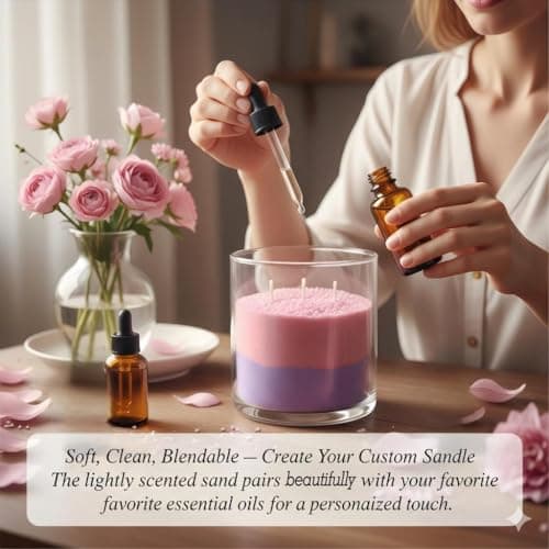 Monivi Scented Candle Sand with Wicks 1.1lb Pink Pearled Candle Beads Sand Candles with Wicks for Mothers Day Gift 85 Burn Hours Refillable Candle Wax for DIY Candle Making(Scented Strawberry) - Thumbnail 3