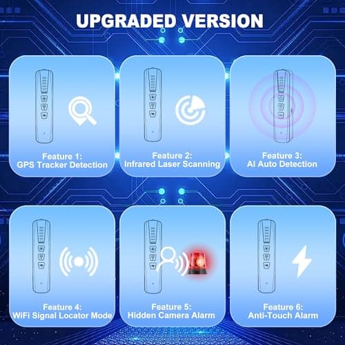 ZHENHAN Hidden Camera & Bug Detector – Portable Anti-Spy Device for GPS Trackers, Wireless Bugs | Travel, Home, Office Security (Black) - Thumbnail 6