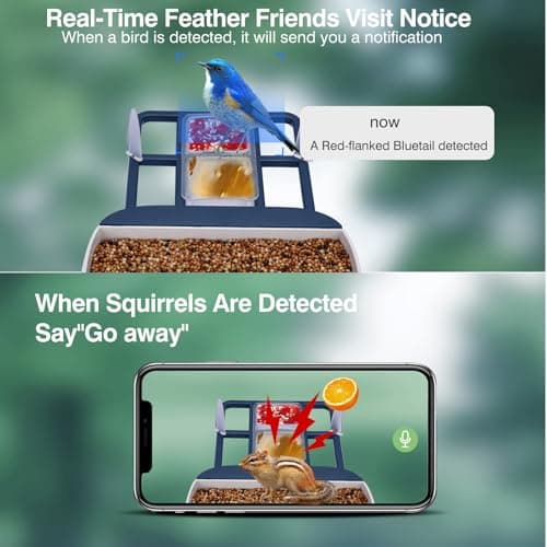 Smart Bird Feeder with Camera,AI Identify Species,Bird House with Solar Powered,Instant Arrival Alerts,2K HD Capture Video Live View,Gift for Birds Lover (Indigo Blue) - Thumbnail 3