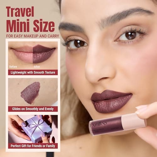 exmiloo Mini Lip Tint Lip Stain Set - 4 Colors Liquid Lipstain Kit for Matte & Metallic Finish, Lightweight Lip Cheek Tint Stain with Rich Varied Colors, Vegan & Cruelty-Free - Thumbnail 6