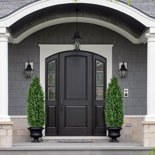 Artificial Cedar Topiary Trees, Set of 2 Lifelike Faux Pruned Cypress with Heavy-Duty Planters – UV-Resistant Outdoor Artificial Shrubs for Indoor/Outdoor Decor (40 Inches) - Thumbnail 4