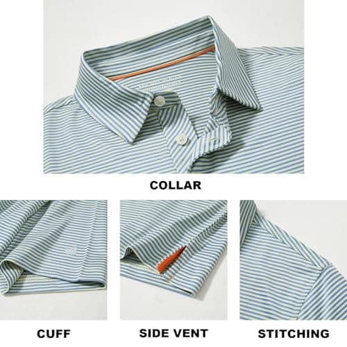 Golf Shirts for Men Dry Fit Moisture Wicking Casual Sport Short Sleeve Mens Golf Polo Shirts - Thumbnail 5
