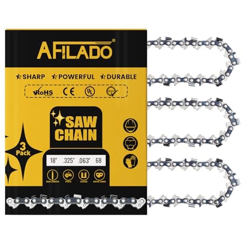 3 Pack 18 Inch Semi-Chisel Chainsaw Chain, .325" Pitch .063" Gauge 68 Drive Links Replacement Saw Chain Fit for STIHL Husqvarna Craftsman - Image 1