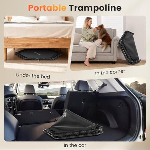 ANCHEER 50" Foldable Fitness Trampoline for Adults & Kids, 550 lbs Capacity Bungee Rebounder with Adjustable Handle, Quiet Cardio Workout Equipment for Home Gym, Low Impact Training Indoor/Outdoor Use - Thumbnail 5