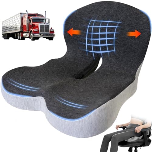 kowptyy Trucker seat Cushions for Long Sitting, Office Chair Seat Cushions for Office Chair with L-Shaped Ergonomic Design, Memory Foam Chair Cushion for Long Sitting Office Worker(Black Gray) - Image 1