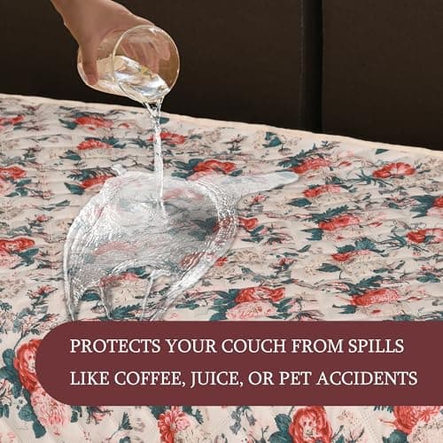 ALIECOM L Shaped Couch Cover for Sectional Sofa Waterproof Sofa Slipcover Non Slip Corner Couch Covers for Dogs Cats (Large, Floral Red) - Thumbnail 6