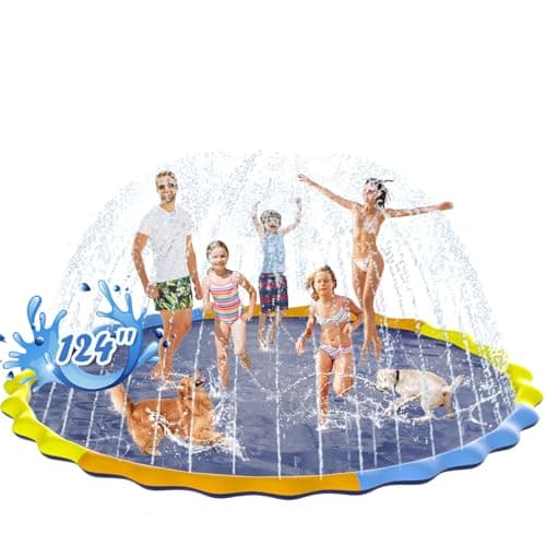 Instraella Splash Pad for Kids and Dogs, 124in Non-Slip Sprinkler Mat 0.5mm Thickened Durable and Foldable Large Pool Summer Fun Outdoor Toys for Dogs and Toddlers Age - Image 1