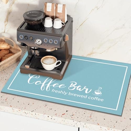 Findosom Dish Drying Mat, 12"x 20" Super Absorbent & Hide Stain Coffee Mat, Cuttable Drying Mat for Kitchen Counter, Coffee Bar Accessories, Under Dish Rack, Coffee Maker, Espresso Machine, Blue - Thumbnail 4
