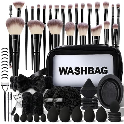 KUORYZAL Black Makeup Brushes Set Professional 66Pcs with Case Premium Synthetic for Foundation Concealer Blush Eyeshadow Powder Contour Makeup Brush Kit Face Eye Make up Brushes & Tools
