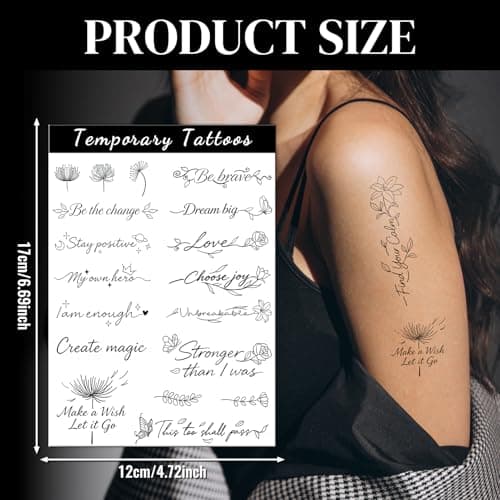 Cerlaza Temporary Tattoos Adult, 29 Styles Fake Tattoos Semi Permanent Tattoo for Women Girls, Realistic Long Lasting Small Rose Tatoo Temporary Kits Flower Floral Stickers Body Art for Hand Neck - Thumbnail 4