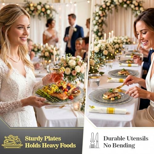 Glowserve Pre-Rolled Scalloped Clear Black Plastic Plates Set 175 PCS - Thumbnail 5