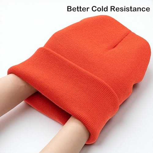 LAKIBOLE Beanie Hats for Men Spring Summer Autumn Winter Slouchy Beanies for Women Teenage (OrangeRed/Yellow/Green) - Thumbnail 2