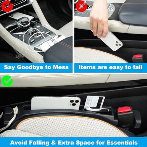 Cloud pie Car Seat Gap Filler with Drop Prevention & Storage Hook - Between Seats Console Organizer for SUV Truck - Car Accessories - Set of2 (Black) - Thumbnail 2
