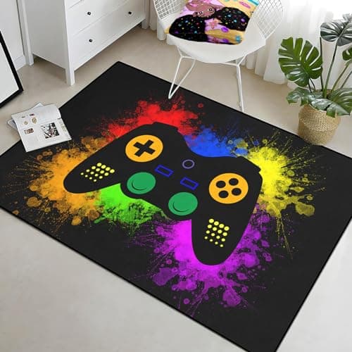 Gaming Rugs for Boys Teens Bedroom Decor Gamer Rugs for Living Room Gamepad Controller Carpets, 2'5"x4' - Thumbnail 4