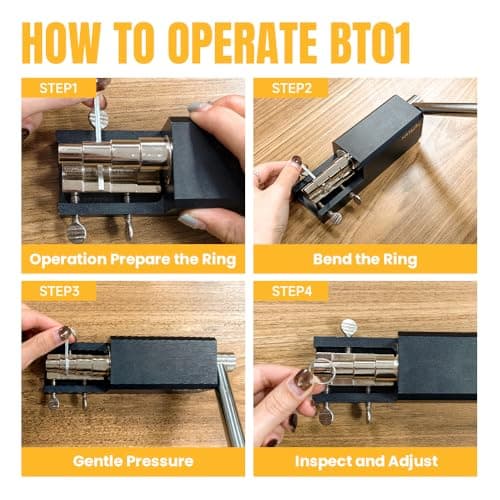 KATWAY Professional Jewelry Ring Bender Tool Kit – Spoon Ring Maker with Durable Nylon Dies, Adjustable Multi-Size Ring Sizer & Heavy-Duty Bending Machine for Gold, Silver, Brass, Copper DIY Rings - Thumbnail 6