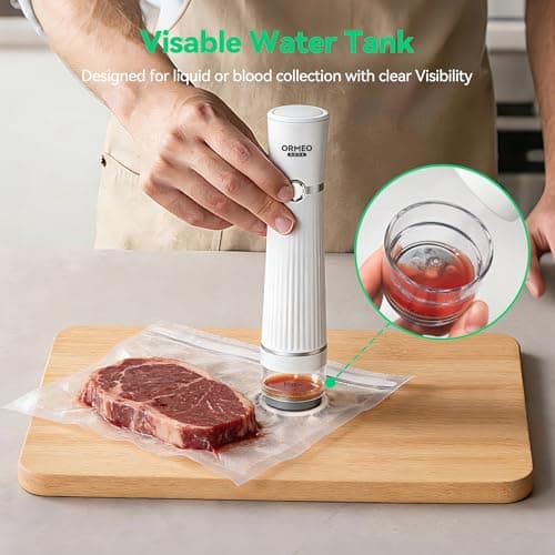Compact Vacuum Sealer for Food, ORMEO HOME Powerful Handheld Vacuum Sealer Machine, Seal Meal Saver, Portable Food Sealer (Vacuum Sealer Machine + 30 Reusable Vacuum Bags) - Thumbnail 4