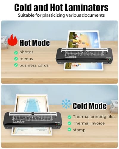 Laminator, A3 Laminator Machine with Built-in Trimmer, 70 Seconds Quick Warm-Up, Cold and Thermal Laminating with 50 Sheets, NTC Technology for Home Office School (A3+50pics) - Thumbnail 4