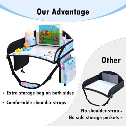 WENRENER Kids Travel Tray, Car Seat Tray for kids Travel, Toddler Road Trip Essentials With Drawing Kit, Toddler Lap Desk Organizer for Car, Carseat Table for Airplane - Thumbnail 6