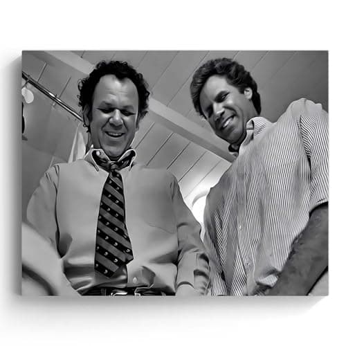 VYPEROCK Funny Framed Canvas Wall Art Living Room Decor Step Brothers Bathroom Prank Scene Poster Print Classic Duo Oil Painting Comedy Artwork for Game Room Dorm Wall Home Decoration, 24x30inch - Image 1