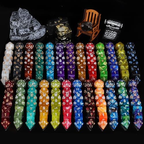 QMay DND Dice Set -25x7 (175pcs) Polyhedral Dice Compatible with Dungeons and Dragons D&D RPG MTG Table Games.25 Sets of 7 dice and a dice Bag - Thumbnail 5