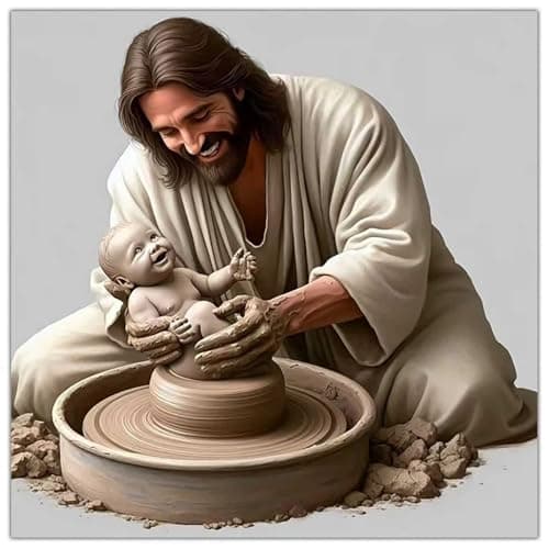 Lophomie Jesus Diamond Art Kits for Adults, 5D DIY Religious Diamond Painting Kits for Beginners, Full Drill Round Gem Art for Adults Home Wall Decor 14x14in