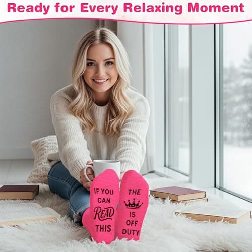 Dalycro Retirement Gift for Woman Funny Fuzzy Socks Retirement Birthday Gag Gift for Mom Grandma Christmas Stocking Stuffer (US, Alpha, One Size, Regular, Regular, Pink) - Thumbnail 5