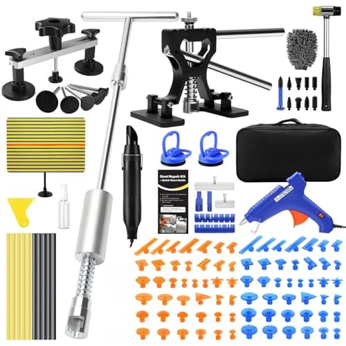 VEXTRO Dent Puller Kit Dent Removal Tools for Car, Paintless Dent Repair Kit with Metal Dent Lifter, Powerful Slide Hammer T-Bar, Bridge Puller, Auto Body Dent Repair, Door Ding, Hail Damage Removal