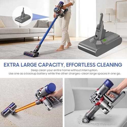 Upgraded 7000mAh V8 Replacement Battery for Dyson SV10 Animal/Absolute/Motorhead/Fluffy Cordless Vacuum High Capacity Battery Upgrade with 2 Filters (1 Pre + 1 HEPA Post Filter) Complete Service Kit - Thumbnail 6