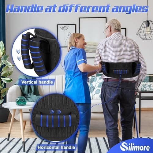 Silimore Gait Belt for Seniors with Handles, Gate Belts Medical with Quick Release Latch - Elderly Physical Therapy Transfer Belt for Lifting Seniors,Patients,Disabled(Blue) - Thumbnail 4