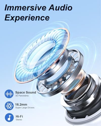 RICHJOY Open Ear Headphones,Bluetooth Wireless Earbuds with 2 Mics,Touch Control,ENC Noise Cancelling,HiFi Stereo Sound Sport Earbuds for Gym Cycling,Compatible with iPhone and Android(Beige) - Thumbnail 5