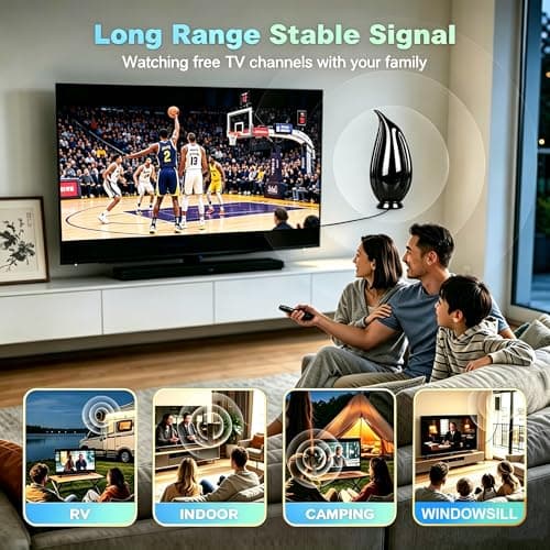 2026 Amplified TV Antenna Indoor/Outdoor, 3600+ Miles Long Range for Local Channels High Gain UHF/VHF HD TV Antenna with Amplifier Supports 4K 1080p All Smart/Old TVs, 17ft Coaxial Cable - Thumbnail 2