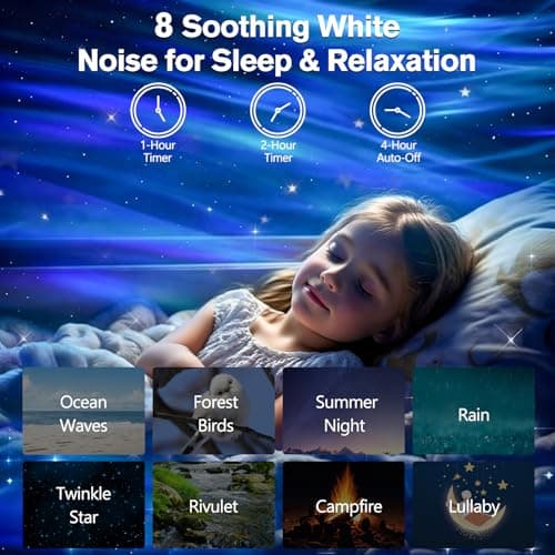Northern Galaxy Light Aurora Projector, Star Projector with 33 Light Effects, Starry Nebula LED Lamp for Bedroom with Remote Control, White Noise, Kids/Adults Room Decor, Bluetooth Speaker for Parties - Thumbnail 5