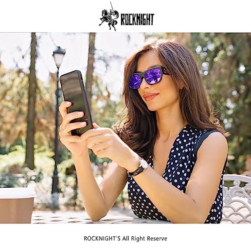 ROCKNIGHT Driving HD Sunglasses Men Polarized UV Protection Cool Black Matte Square Full Frame White Grey - Thumbnail 5