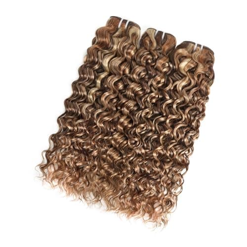 3 Tones 4/27/613 Sun-kissed Blonde Highlight Bundles Human Hair Weave for Black Women Ombre Brown Water Wave Virgin Hair 3 Bundles/Pack 14 16 18 Inch 100g/Bundle - Thumbnail 2