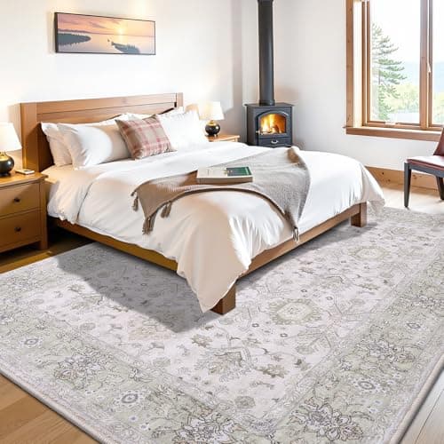 Vanmoos 5x7 Area Rugs for Living Room, Bedroom - Machine Washable, Non-Slip Bedside Rug, Large Soft Floor Carpet for Office, Dining Room, Farmhouse and Home Decor, Cozy Elegance/Green - Thumbnail 3