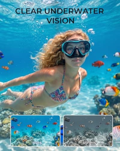 Aegend Snorkel Mask 2Pack for Adults Youth– Anti-Leaking Swim Goggles 180° Panoramic Clear View Anti-Fog Scuba Diving Mask with 1S Underwater Adjustment, Soft Liquid Silicone & No Hair Pulling - Thumbnail 4