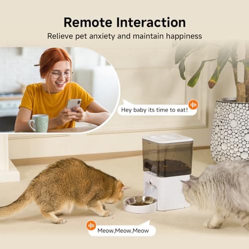 TENECUTE Automatic Cat Feeder with Camera, 6L Cat Food Dispenser, Scheduled Auto Pet Feeder, Smart App Remote Monitoring with Night Vision, 5G/2.4G WiFi, Low Food Alerts,2-Way Audio - Thumbnail 4