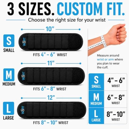 W8FIT Adjustable Wearable Wrist Arm Weights for Walking, Fitness, and Physical Therapy (3.4 LBS SET 1.7LBS each) LARGE - Thumbnail 5