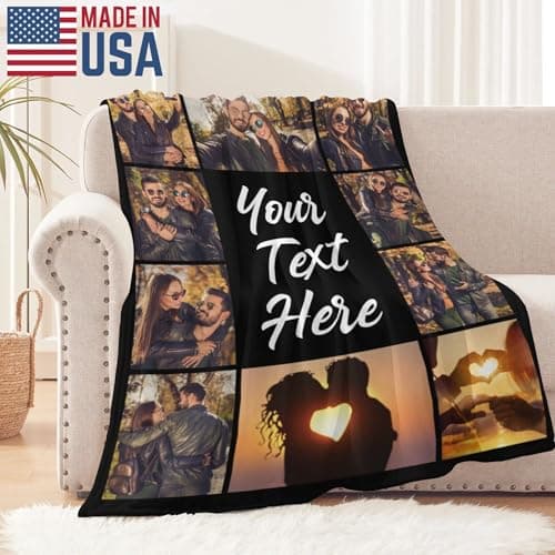 Personalized Love Gifts for Girlfriend Boyfriend Birthday Custom Blanket with Picture Text Customized Anniversary Memories Souvenir with Photos Gift for Couple Wedding Valentines Day Soft Warm - Thumbnail 2